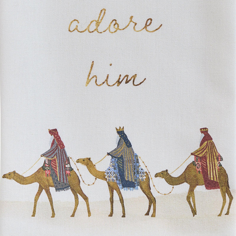  Let Us Adore Him Gold Dishtowel Set of 2, Let Us Adore Him Gold