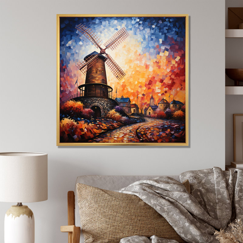 Mill Wind Serenade in Motion - impression, H 36 po x l 36 po, Cadre flottant doré