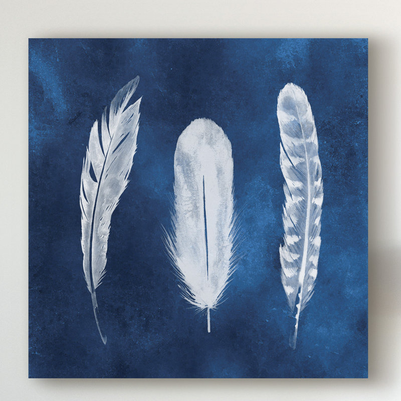 Reproduction sur toile, "Cyanorph Feathers I" par Grace Popp, H 24 po x l 24 po x P 2 po