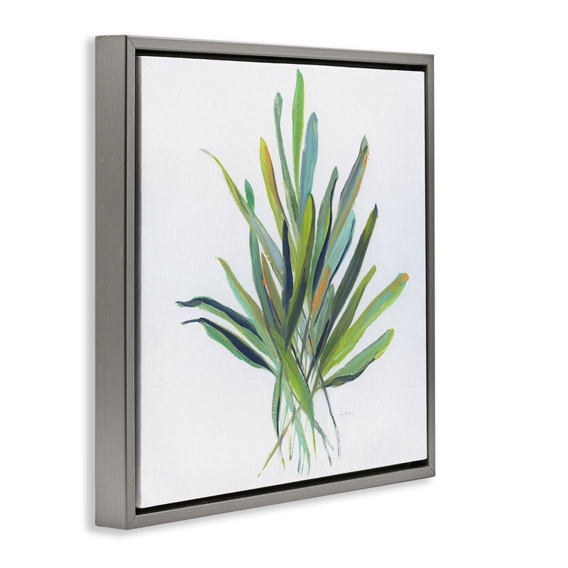 «Plant Leaf Leaf», art mural encadré sur toile flottante par Sally Swatland, H 18 po x l 18 po, Cadre flottant gris lustré