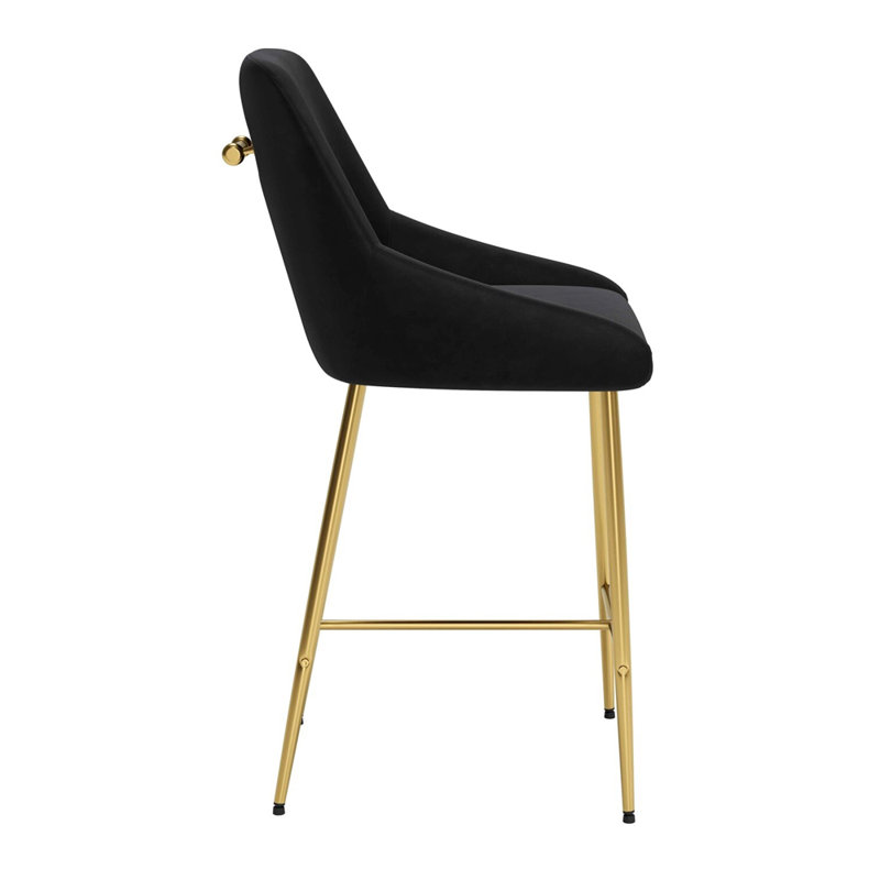 Grisette Upholstered Counter Stool with Metal Frame, Black