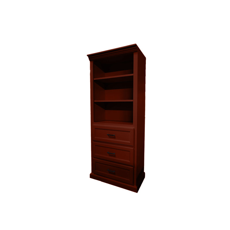 Bibliothèque moderne en bois massif avec rangement, Concord Cherry