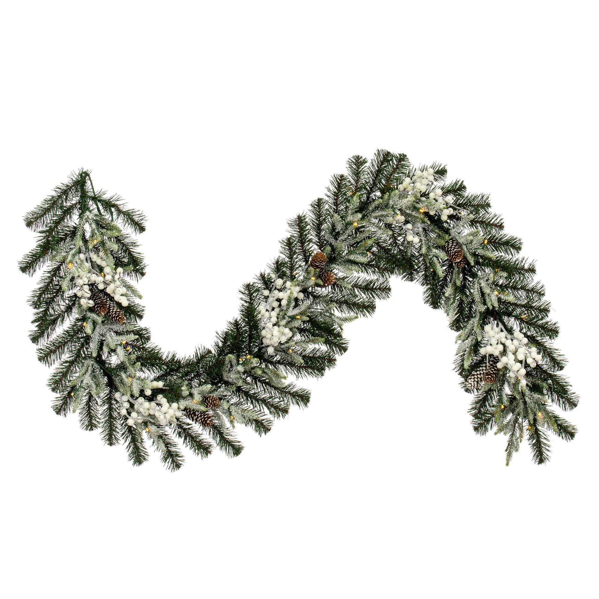 VIHOSE 2 Pcs 6.23 ft Christmas White Garland with LED Lights Canadian Pine  Artificial Christmas Garland Battery Operated Lighted Garland Prelit Faux