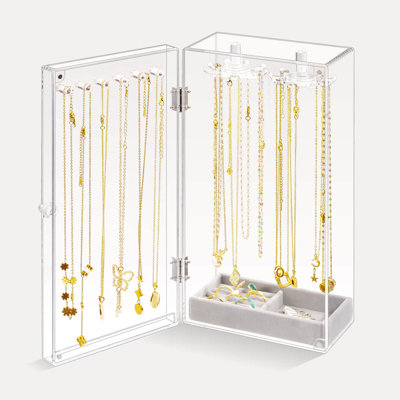 Necklace Holder Organizer, Acrylic Jewelry Organizer with 24 Hooks