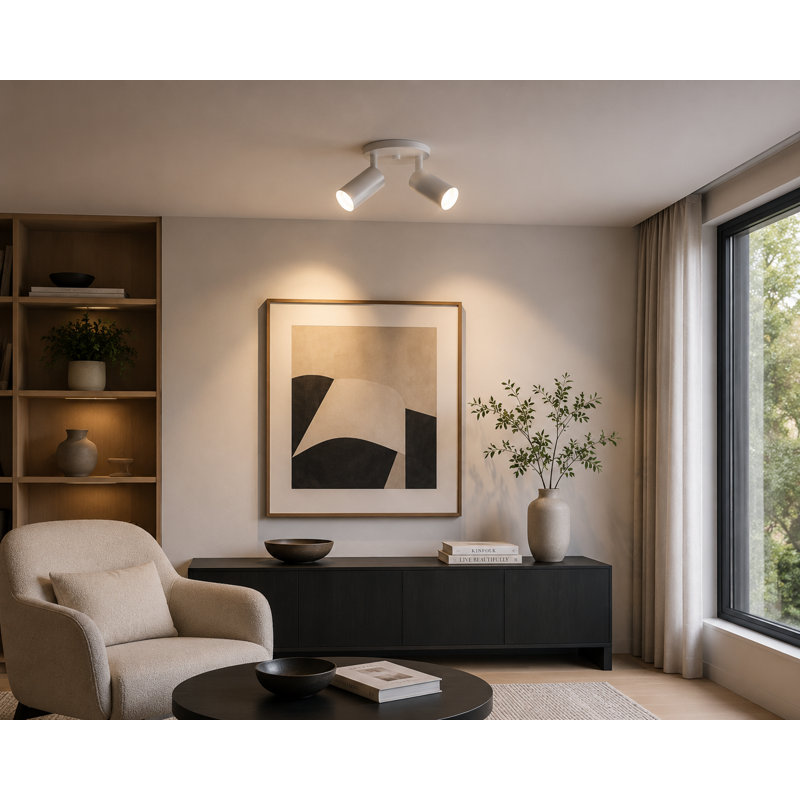 Projecteur 2 lumières Stanly, Blanc mat