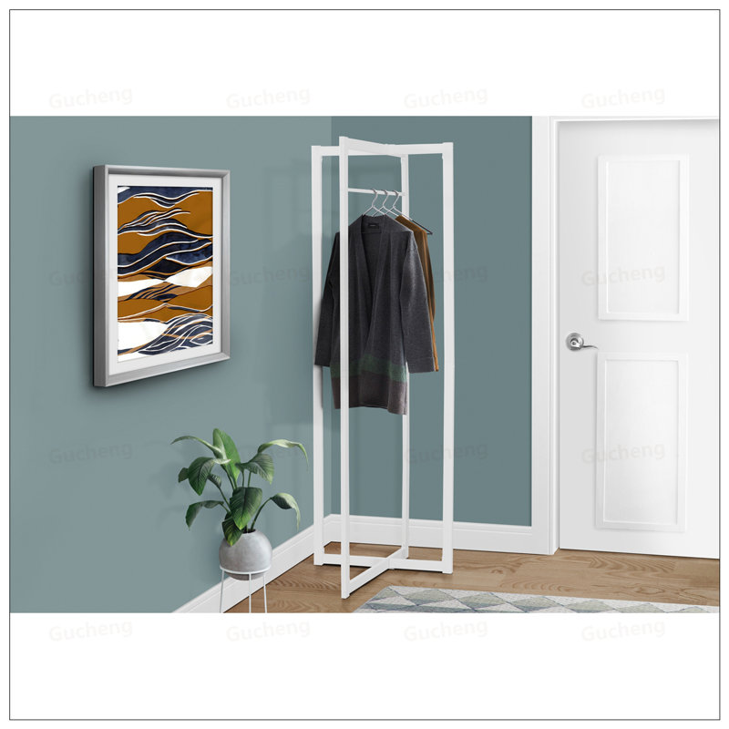 Portemanteau autoportant moderne en métal avec barre de suspension supplémentaire pour le vestibule et la chambre à coucher, design contemporain, grand rangement