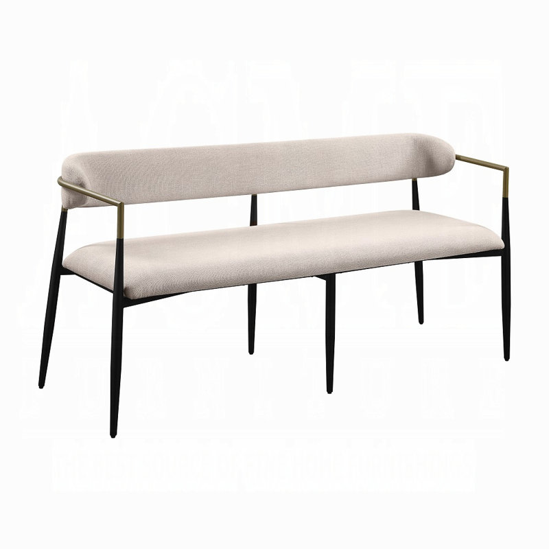 Banc en lin Jaramillo, H 30 po x l 65 po x P 22 po, Blanc
