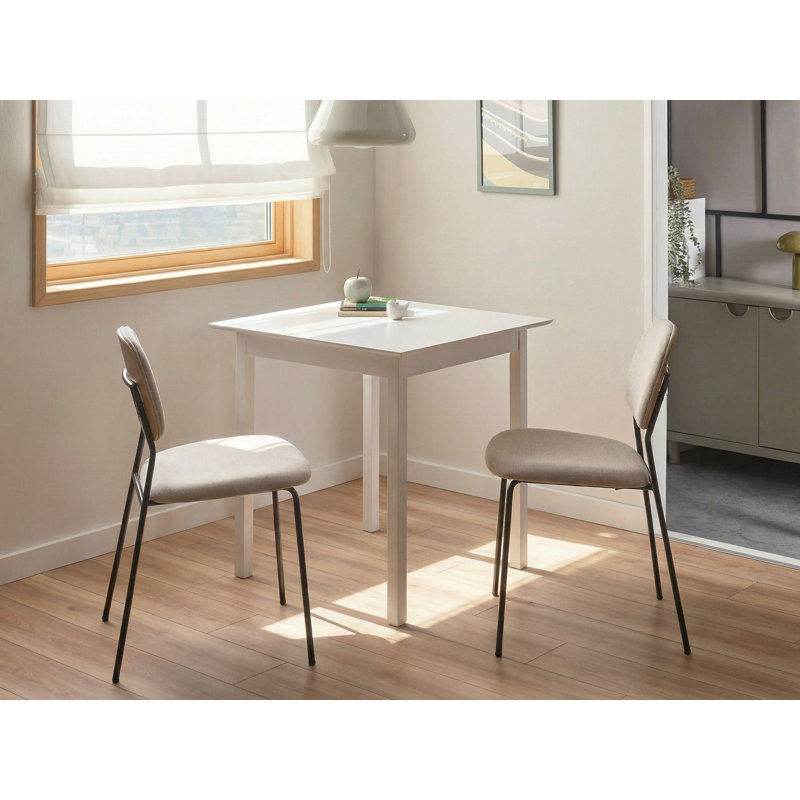 Pine Dining Table with Wood Base, White