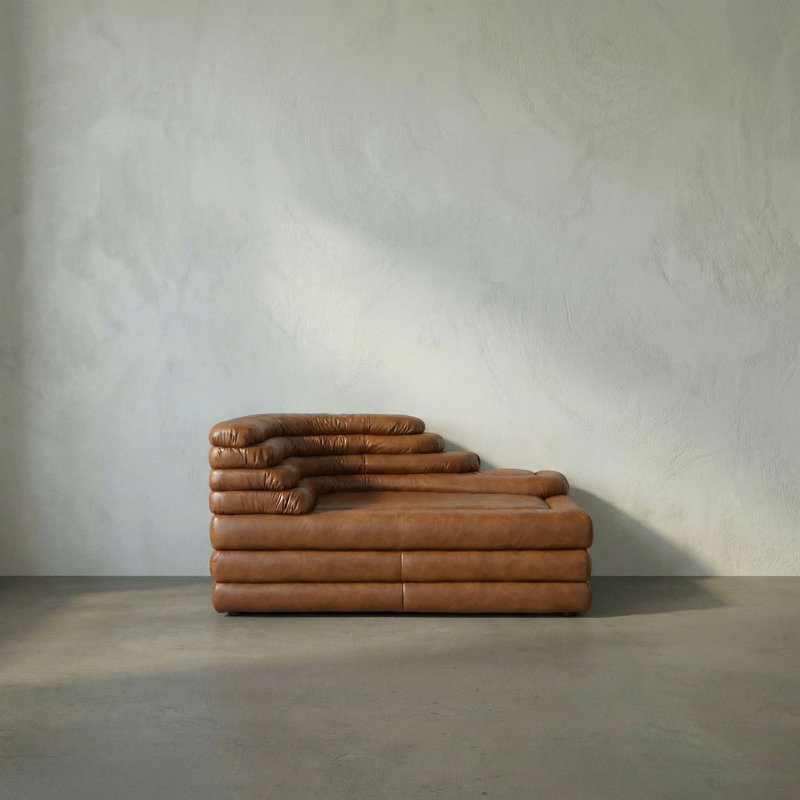 Bandera Sofa, Cl, Roche Tan Leather, Right Hand Facing