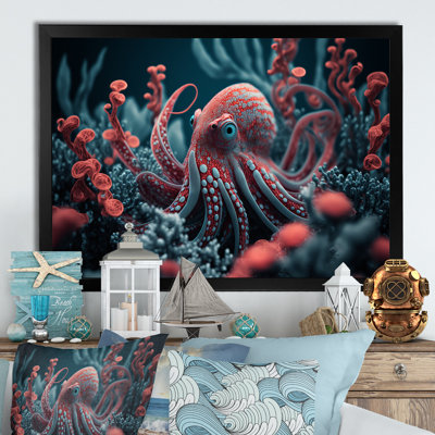 " Red Octopus On The Ocean Floor I "