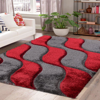 Buron Rectangle Geometric Shaggy Indoor / Outdoor Area Rug