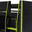 Lit mezzanine double en bois avec bureau, garde-robe ouverte, compartiments de rangement et lumières RVB, vert