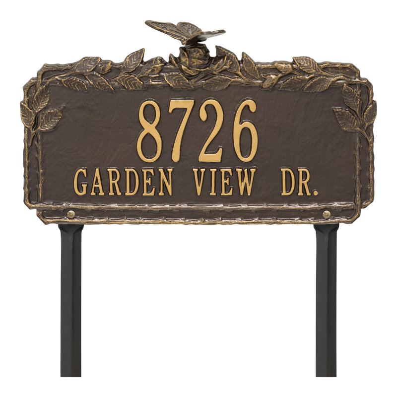 Butterfly Rose Personalized Garden Sign, Bronze/Gold, Yes
