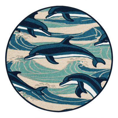 Washable Dolphins Nautical Area Rug