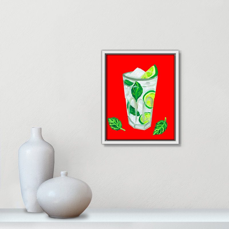Mojito Extra Mint Print by Straker, White Floater, 11.5" H x 9.5" W