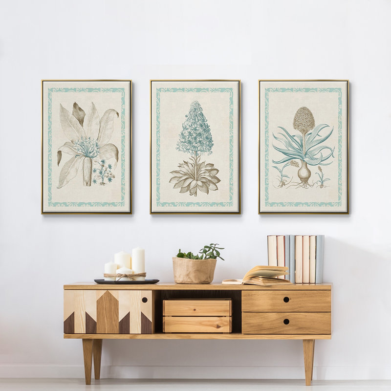 " Willow Blue Besler IV " 3 - Pieces, Or, H 36 po x l 72 po x P 2 po