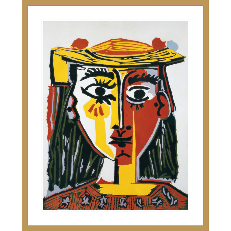 «Bust of a Woman with a Hat» par Pablo Picasso, impression giclée sur cadre, H 41,46 po x l 33,5 po