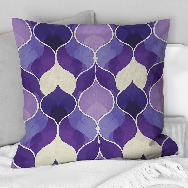 Coussin décoratif mauve blanc Mid-Century Trellis, H 18 po x l 18 po