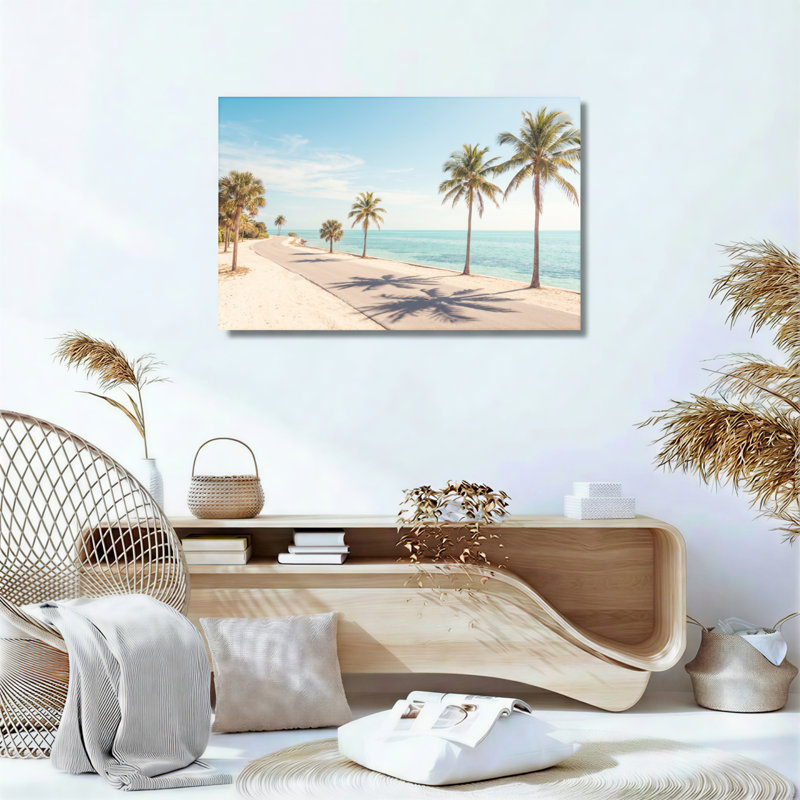 Ensemble de 1 tableau sur toile représentant des palmiers de plage, H 12 po x l 18 po, Toile tendue