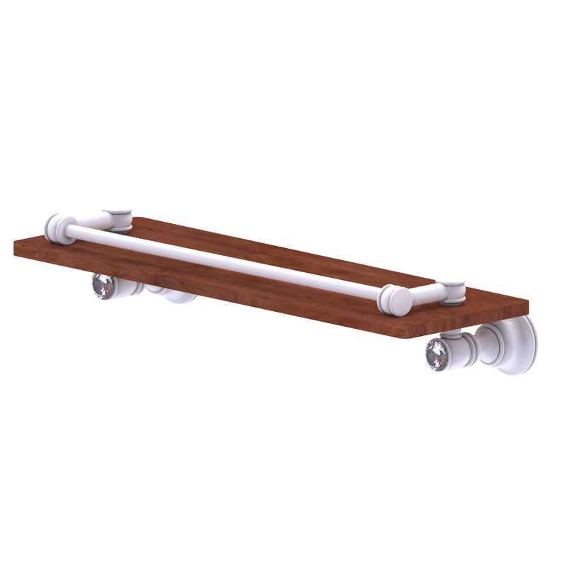Tablette décorative en bois massif Freyja, H 3,3 po x l 16 po x P 5,54 po, Blanc mat