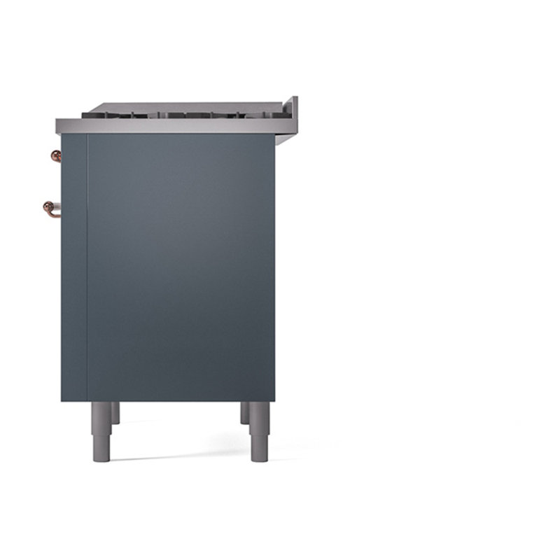 ILVE Nostalgie II Noblesse 36 in Dual Fuel Range, Blue Gray/Copper, Natural Gas
