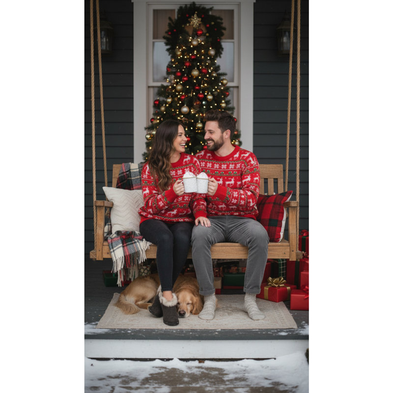 Christmas Fun Nordic Red Jumper, Medium