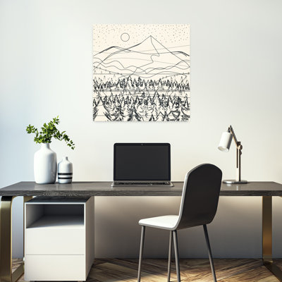 Minimal Line Mountains III Abstract Contemporary Wall Art