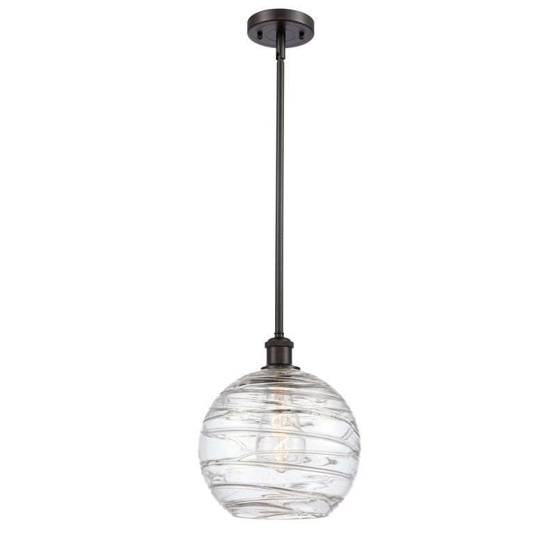 Luminaire suspendu en forme de globe à 1 lumière Mott, Bronze huilé, H 13 po x l 10 po x P 10 po, Ampoule DEL 6 watts
