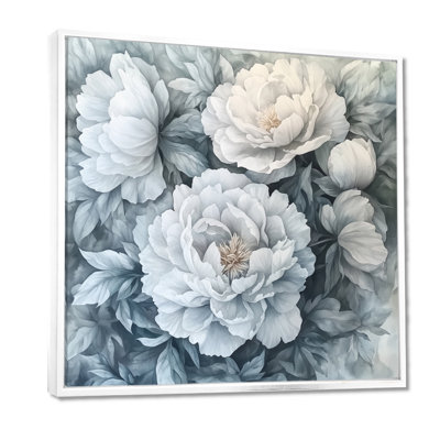 Pivoine monochrome givrée Bloom II - pivoines, art mural