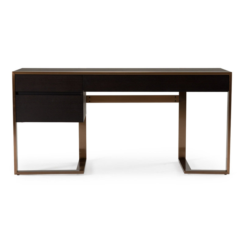 Bureau Faune wengé et or rose