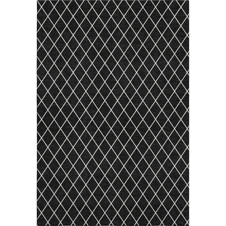 Premium Machine Washable Prisco Black Rug