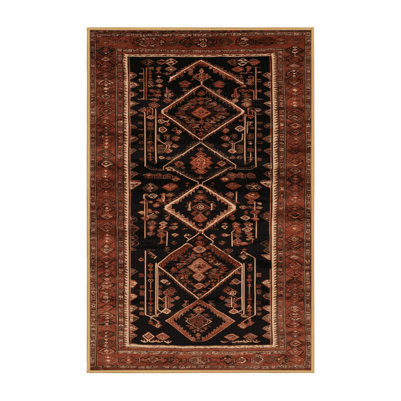 Tapis brun turc lavable à la machine, Rectangulaire 7 pi x 10 pi