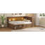 Lit de jour en bois pleine grandeur avec rangement, USB, DEL et 2 tiroirs, parfait pour une vie moderne et efficace-738386967