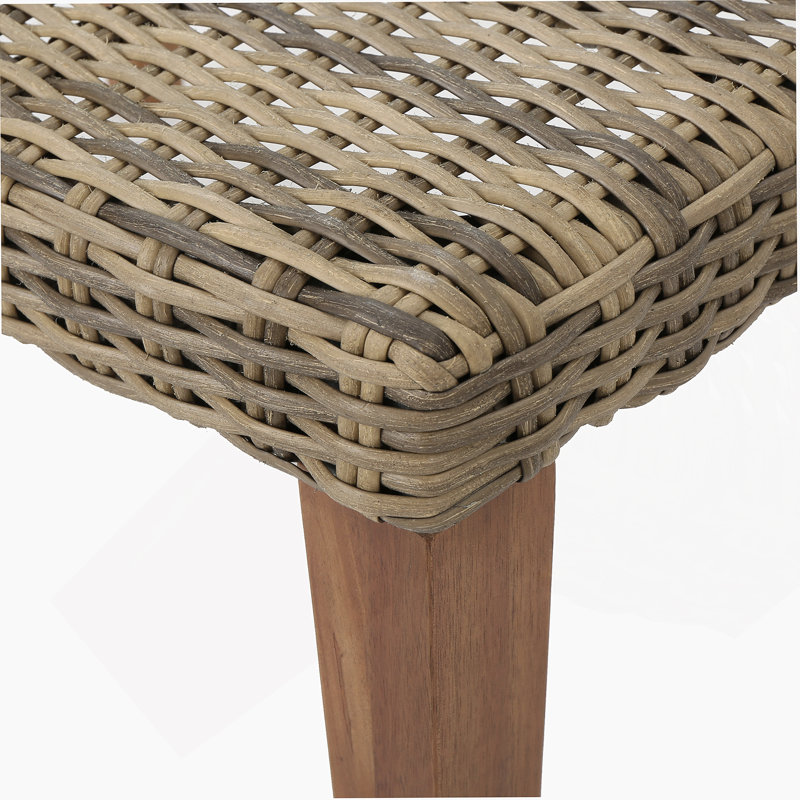 WOOD + WICKER OTTOMAN