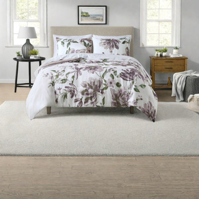 Modern Floral Bedding Sets, Soft Polyester, Mauve Delight For Home