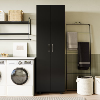 75" Extra Tall Kitchen Pantry Storage Cabinet with 2 Doors, 5 Shelves (3 Adjustable) & Anti-Tip Kit (Black)