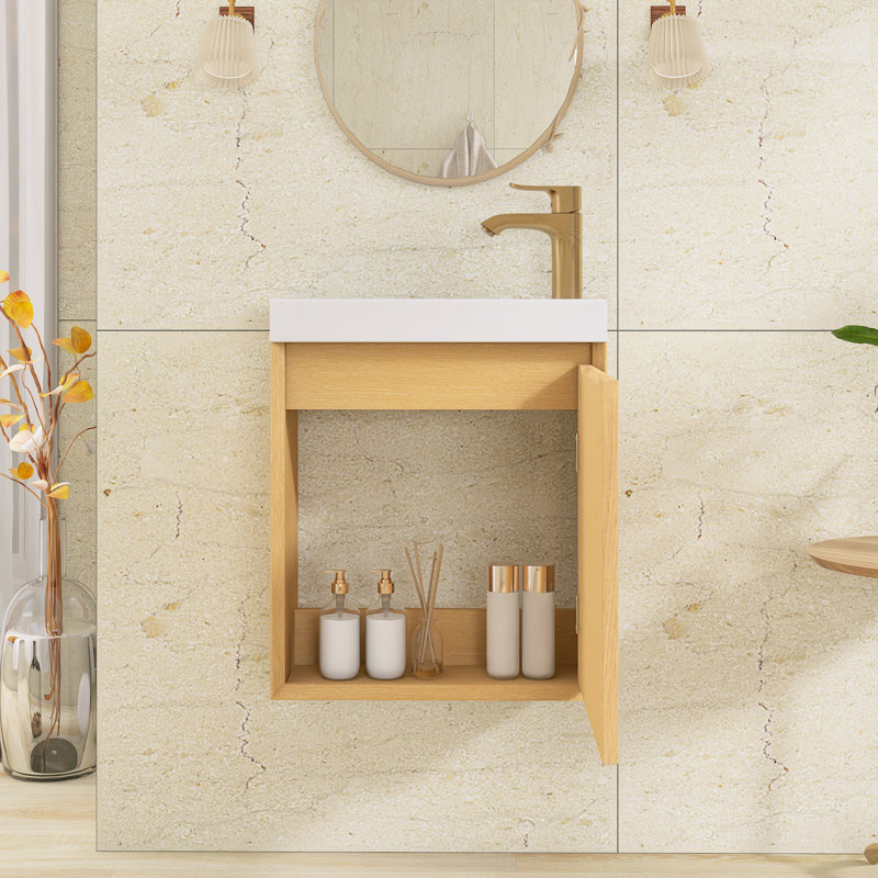 Meuble-lavabo mural simple 18,5 po avec plateau en résine