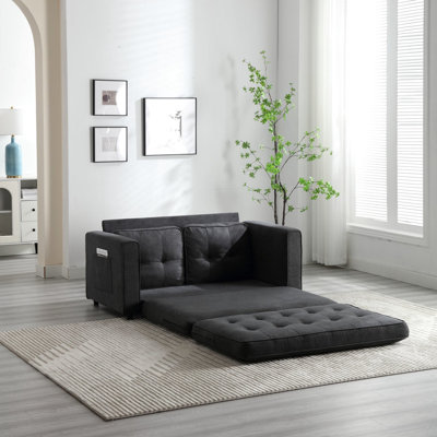 Canapé à 3 volets, canapé-lit futon convertible, causeuse peu encombrante, canapé-lit escamotable pour le salon, tissu en velours de lin