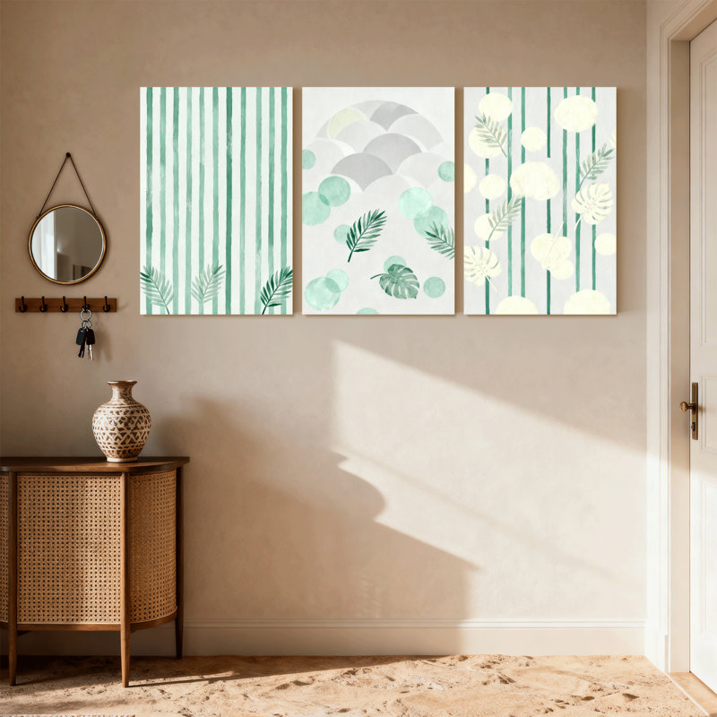 Contemporary Boho Green Stripes, H 24 po x l 48 po