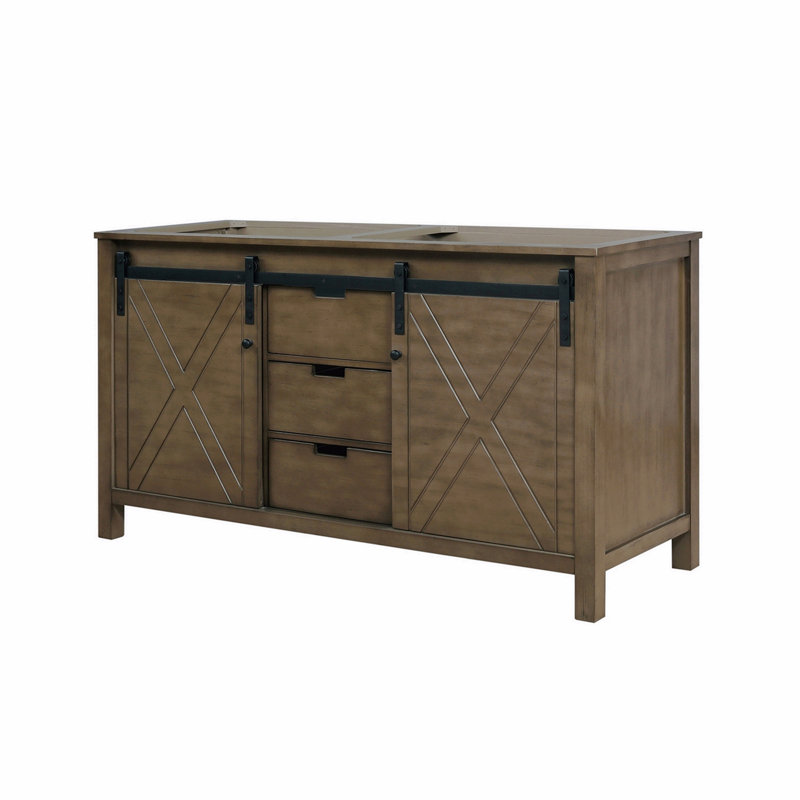 Meuble-lavabo double 60 po X P 22 po D, Brun