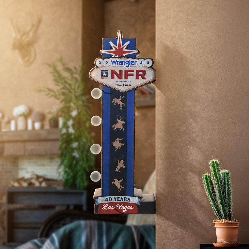 American Art Decor Wrangler NFR 2025 LED Metal Marquee Sign - Western Wall Decor