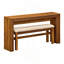 Ensemble de table de bar cannelée à hauteur de comptoir pour 2 personnes, table de salle à manger avec tabouret rembourré en tissu avec pieds en bois massif, table de salle à manger derrière le canapé pour le petit déjeuner-134064793-134064794