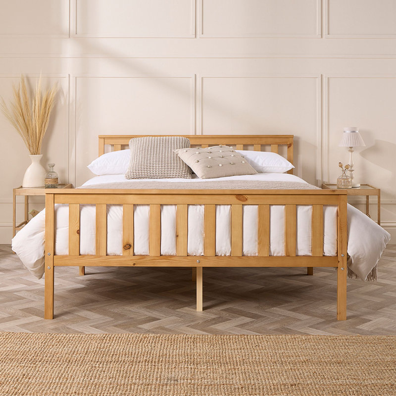 Atlantic Bed Frame with Bonnel Mattress, Natural, Small Double (126.5 x 197 cm)
