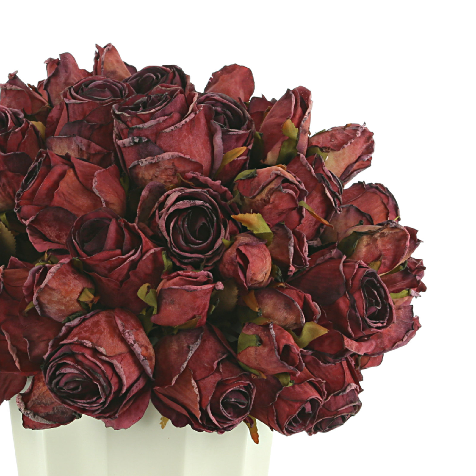 Polysilk Rose Arrangement in Pot, Red
