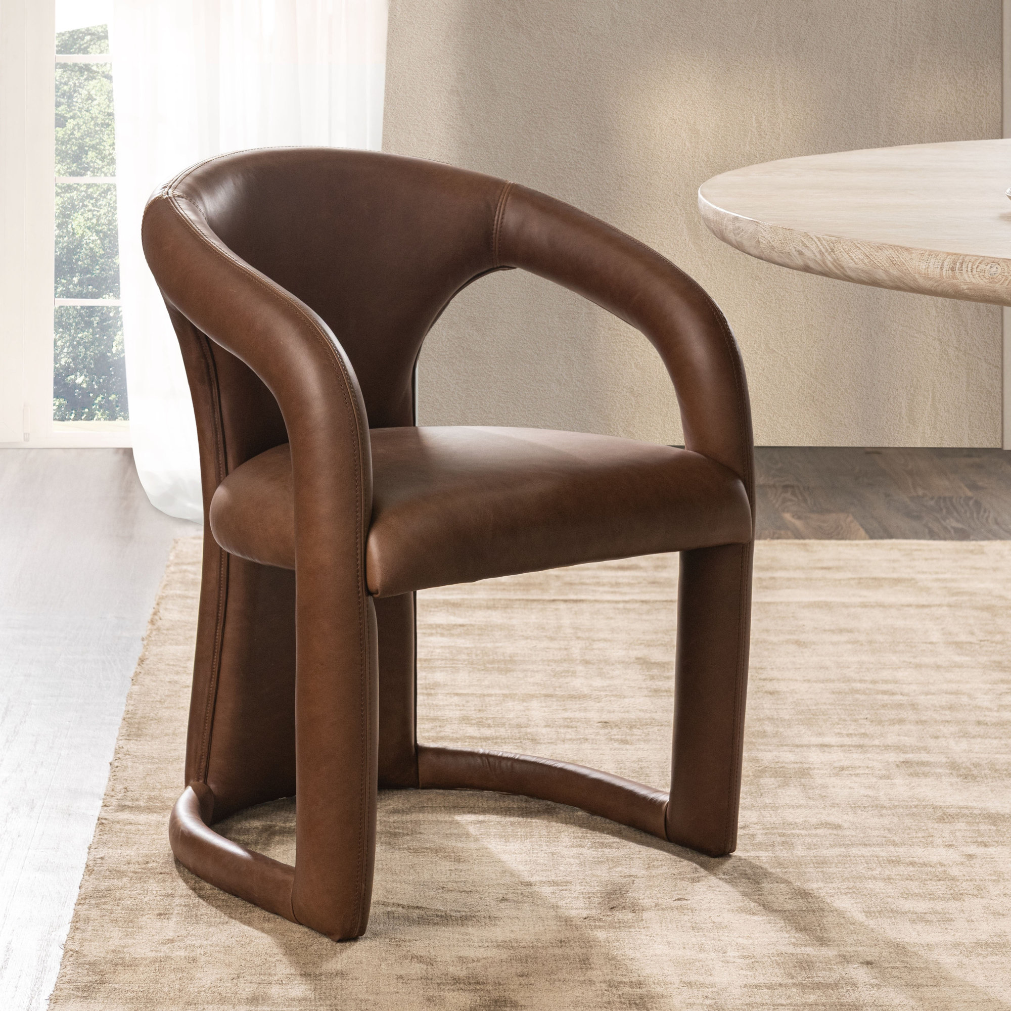 Adette Archie Upholstered Arm Chair, Brown