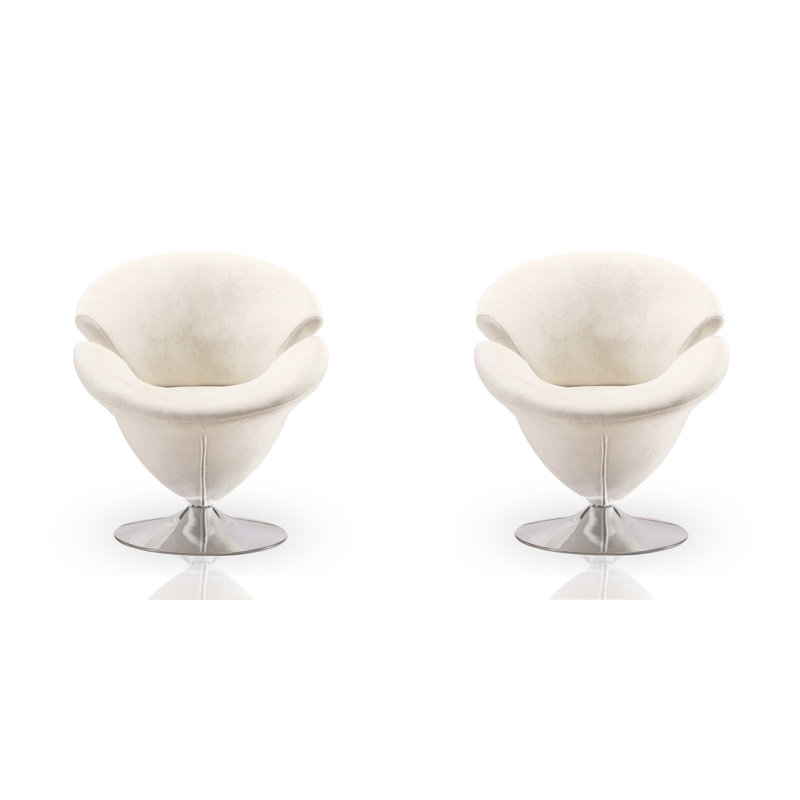 Fauteuil demi-tonneau Tulip, Velours blanc
