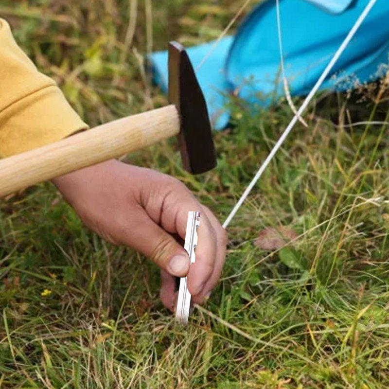 Clous de tente d'extérieur en aluminium pour clous de tente de camping avec trois dents de scie épaissies et sac de corde 8 pièces