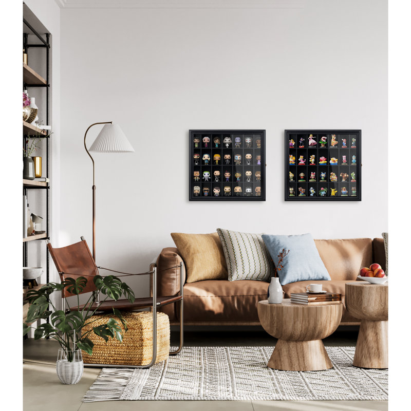 Black Lacquered Solid Wood Wall Mounted Display Case with Acrylic Door