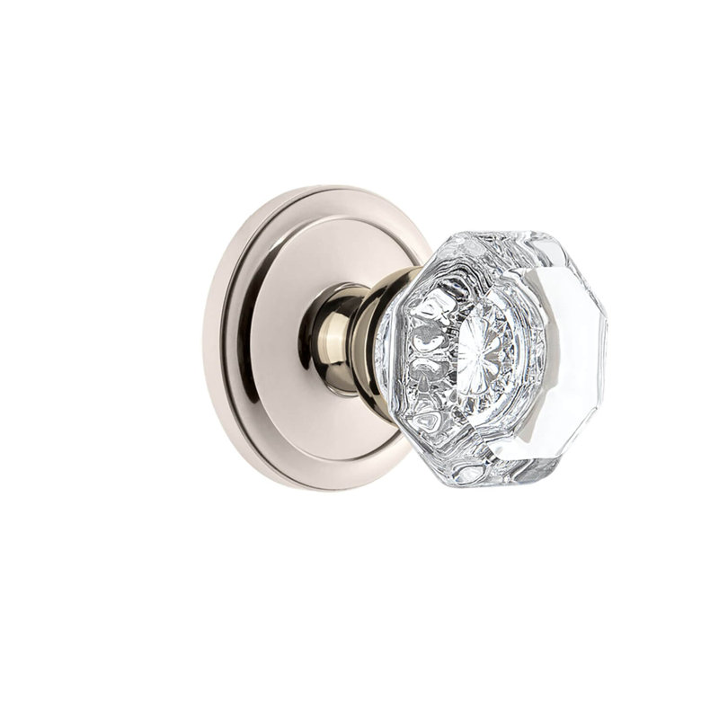 Bouton de porte Chambord avec rosette circulaire, 2 3/8", Intimité (lit et salle de bain), Nickel poli