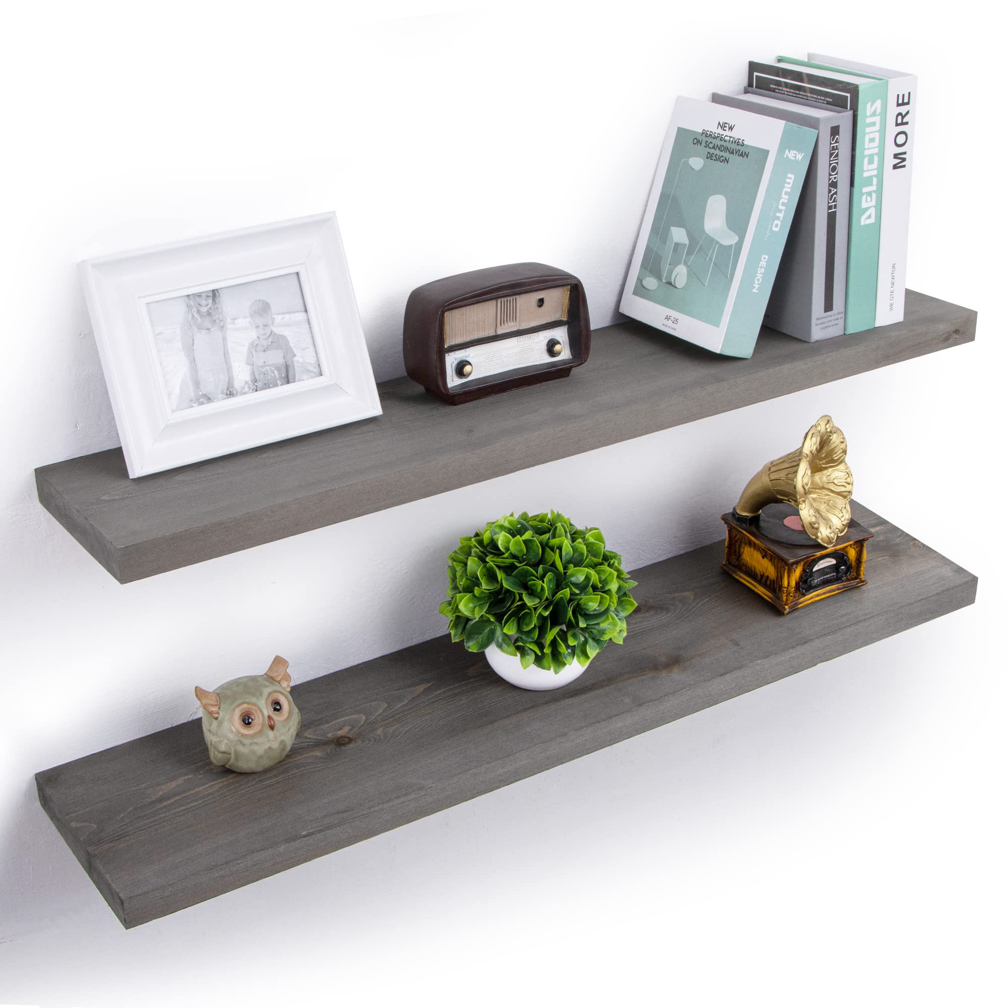 Millwood Pines Ayvie 2 Piece Pine Solid Wood Floating Shelf & Reviews ...